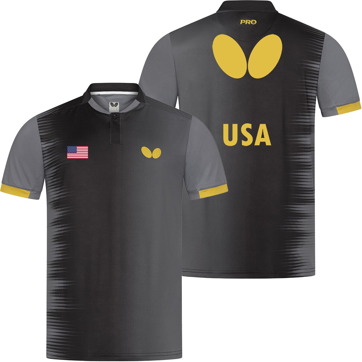 Butterfly Table Tennis USA Team Shirt 26 - Black - Front & Back